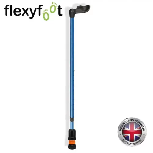 flexyfoot comfort fischer handle walking stick blue left