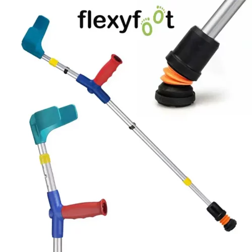 flexyfoot shock absorbing soft grip double adjustable junior crutches_red handle
