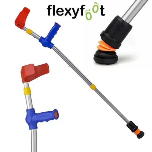 flexyfoot shock absorbing soft grip double adjustable kids crutches_blue handle_single
