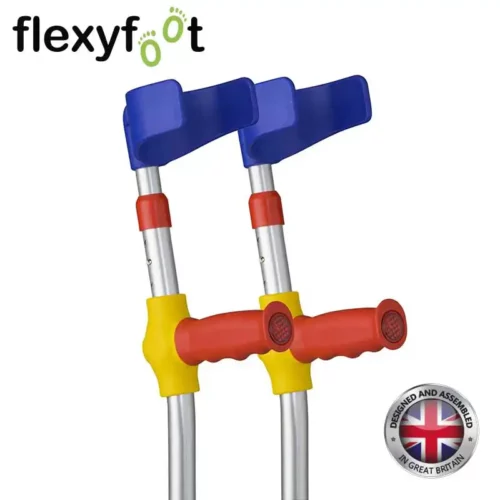 flexyfoot shock absorbing soft grip double adjustable kids crutches_red handle_pair