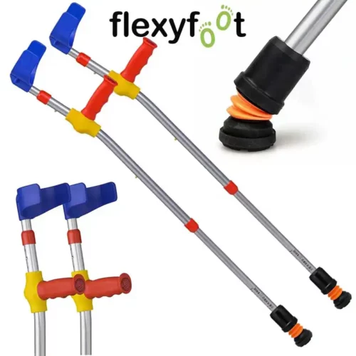 flexyfoot shock absorbing soft grip double adjustable kids crutches_red handle_pair_2