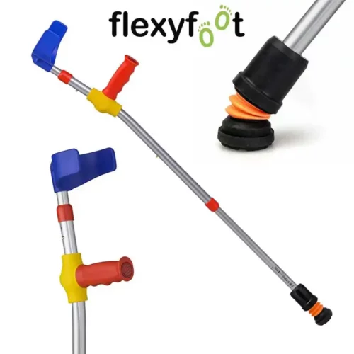 flexyfoot shock absorbing soft grip double adjustable kids crutches_red handle_single